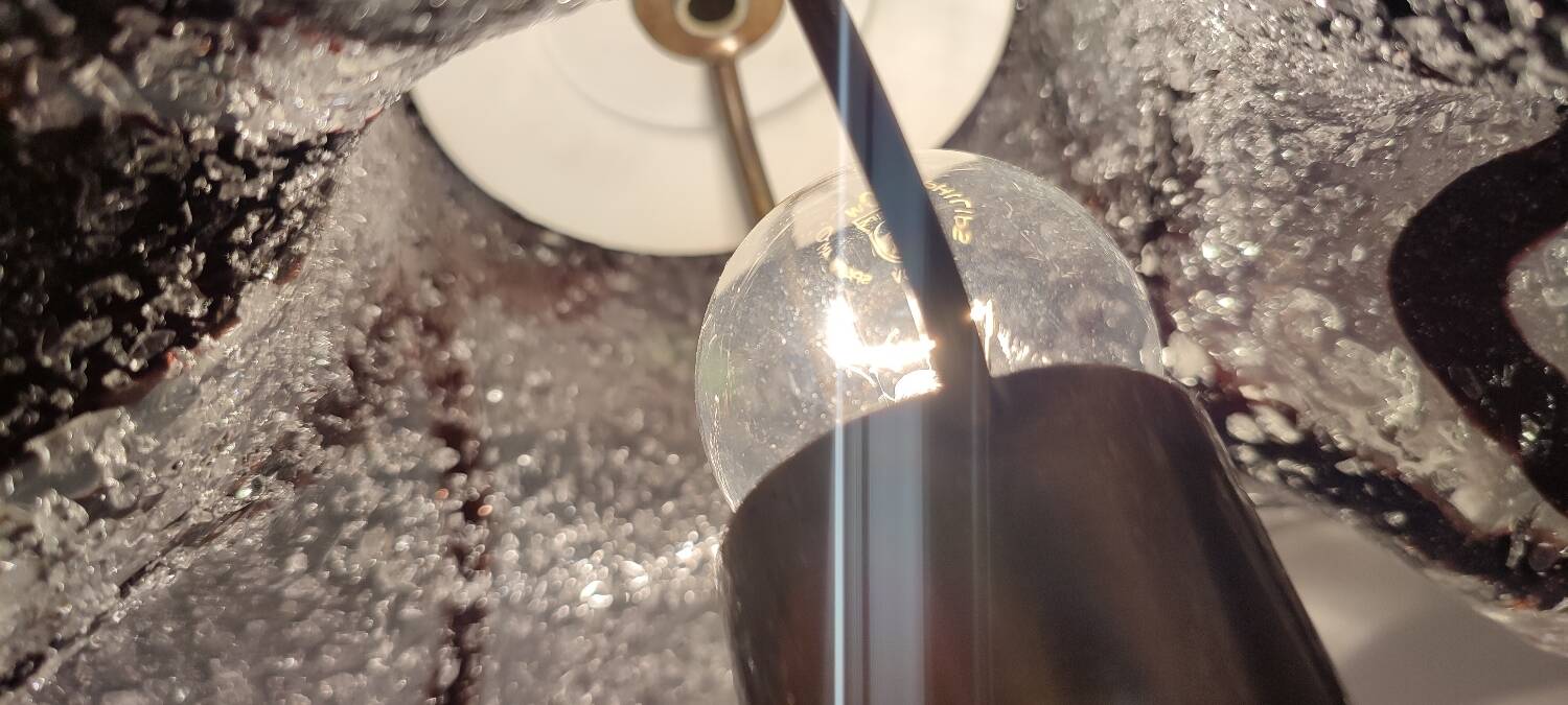 Lampe de table avec tulipe en cristal. Italie, années 1980.