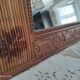 Vintage rattan arch mirror medium honey burnt leaf and metal decoration