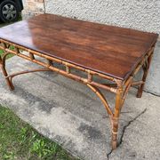 Table de cuisine à repas en rotin vintage