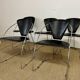 Lot 5 chairs black leather thread