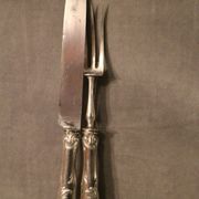 Cutting service knife handles silver Minerve style Rocaille Louis XV