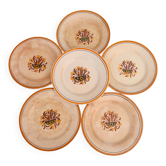 6 dessert plates, Creil and Montereau – Pansy model.