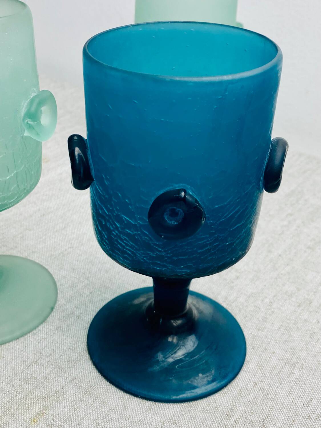 Iranian stemmed glasses in blown glass 1960