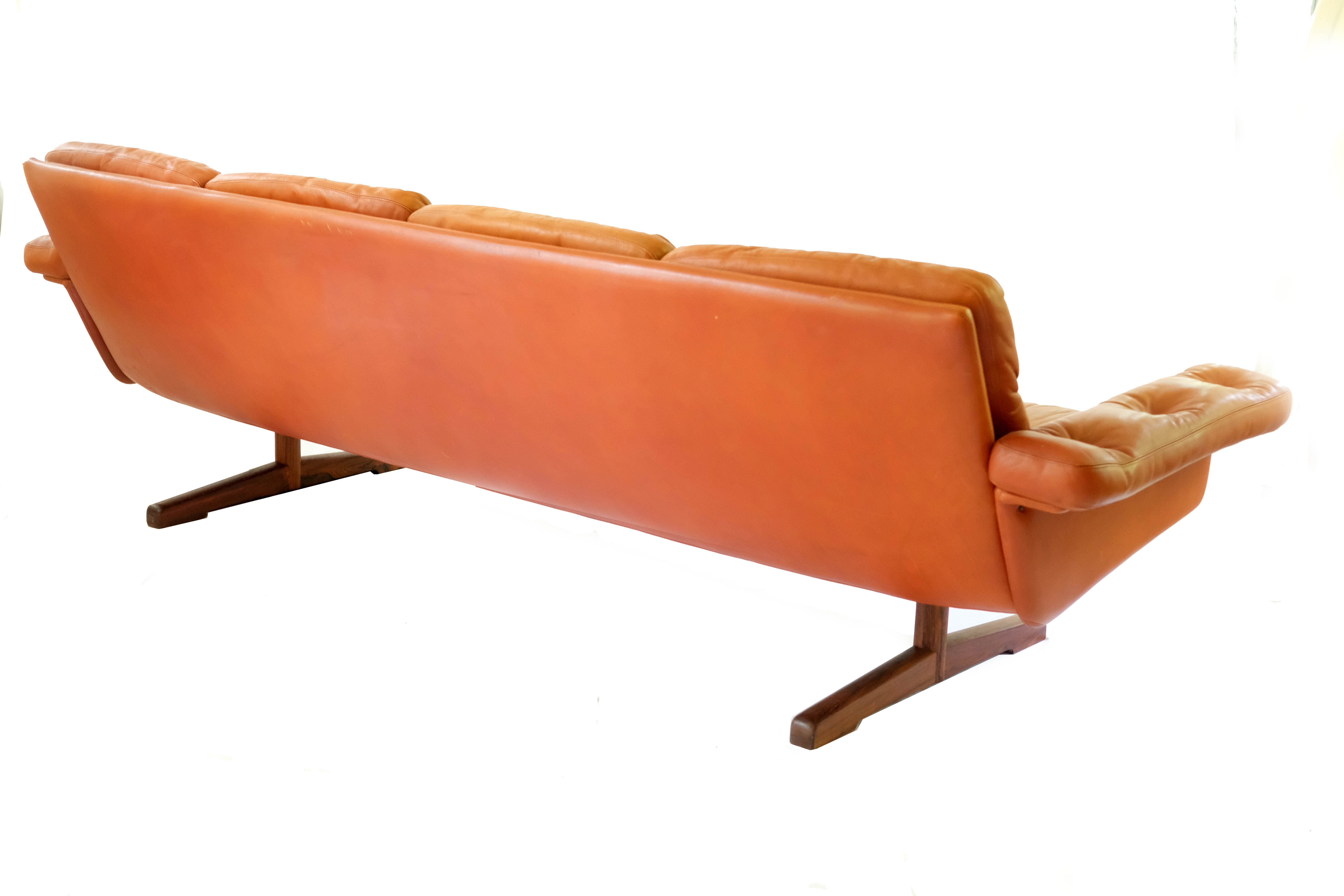 Set of Leather Sofa & 3 Armchairs by Sven Ivar Dysthe, Norway 1960's