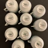 10 cups and 10 saucers in fine porcelain bernardaud cie, limoges for christofle, model eridan