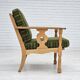 Fauteuil en bois de chêne en laine d'ameublement, état d'origine.