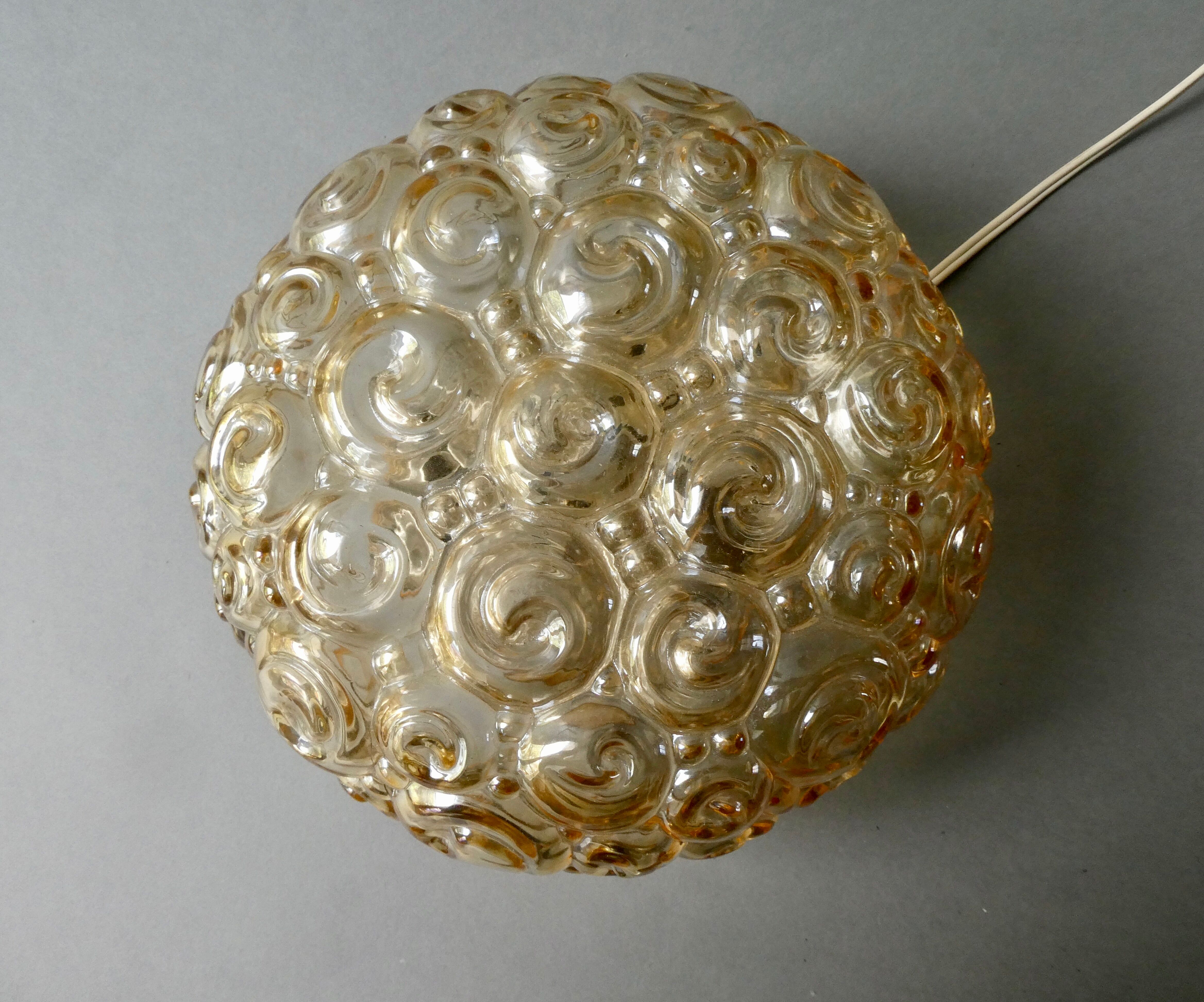 Ceiling lamp in amber glass from the 70s