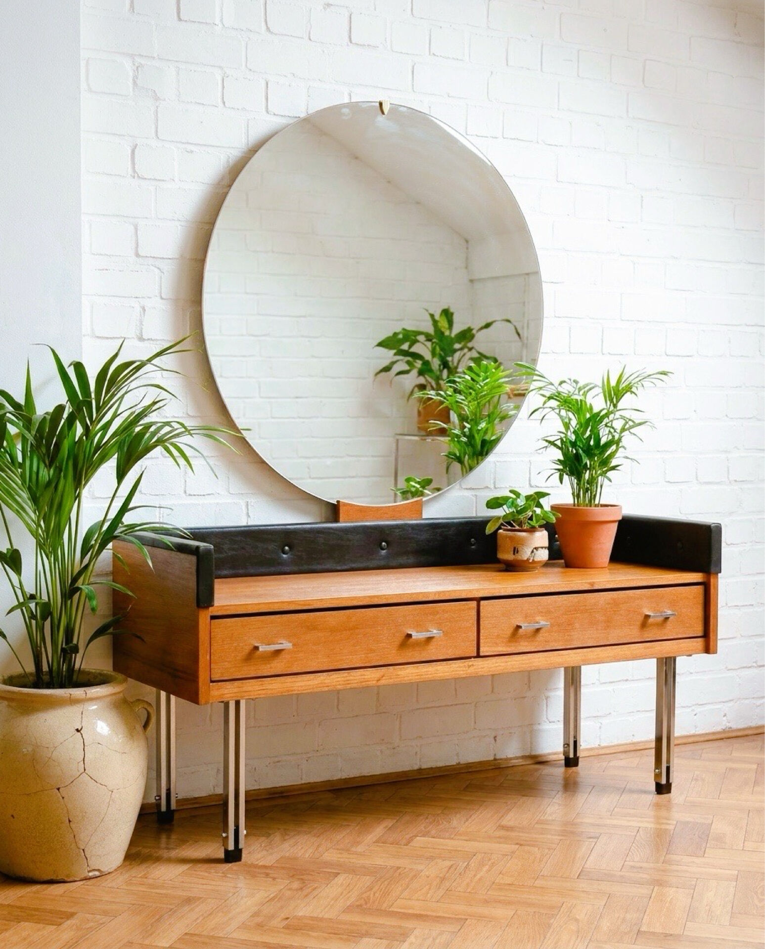 Vintage dressing table with a giant mirror.