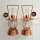 Pair bottles carafes bottles musical lantern vintage copper 60