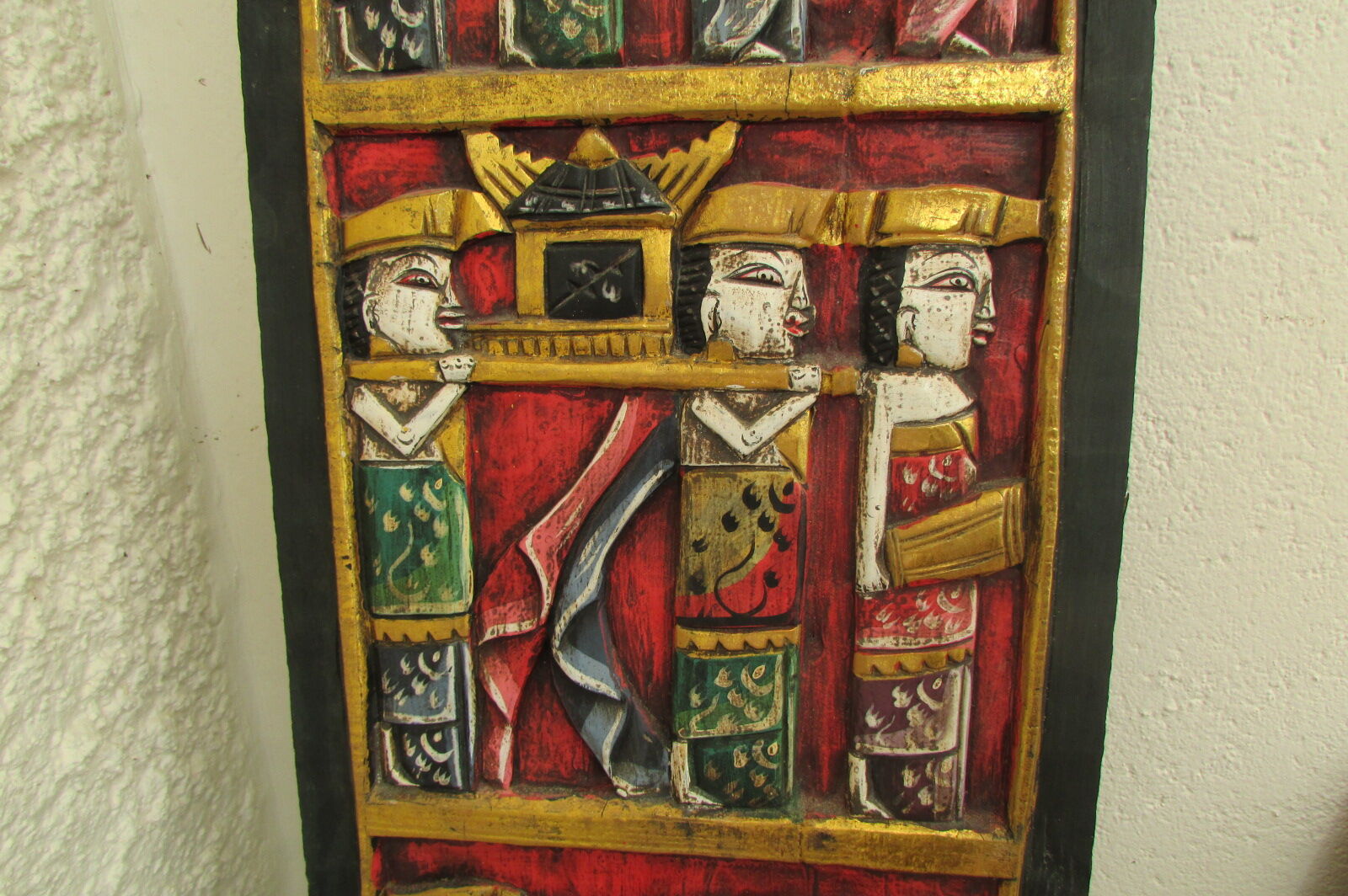 Wall decoration, Hindu polychrome wooden fresco