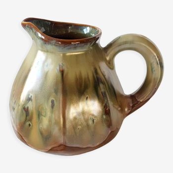 Pitcher, pot in metallic flamed stoneware