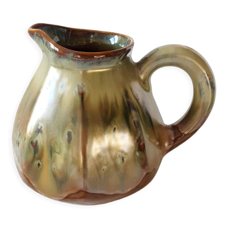 Pitcher, pot in metallic flamed stoneware