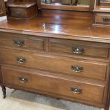 English walnut dressing table chest of drawers - early XXth