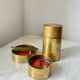 Vintage Red Enamelled Bronze Set, Ashtray, Candle Holder & Lidded Jar, 50s