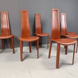 Vintage Leather Dining Chairs by Arper Italy, 1980s - Set of 6