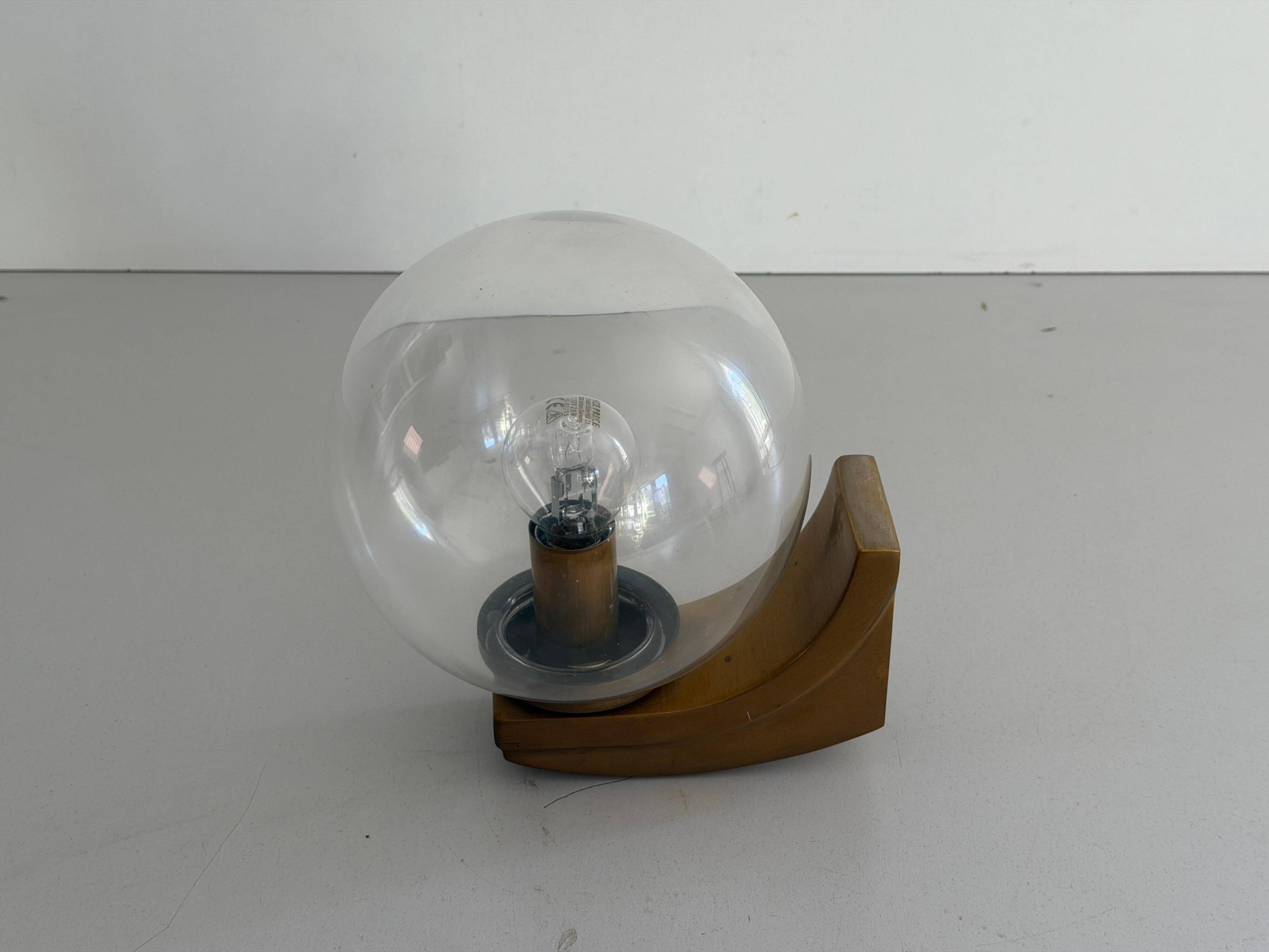 Simple glass and brass wall light from the mid-century, 1960, Germany.