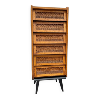 Vintage rattan chest of drawers