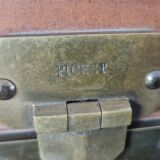 Antique leather and brass trunk/suitcase, high-end luggage circa 1930