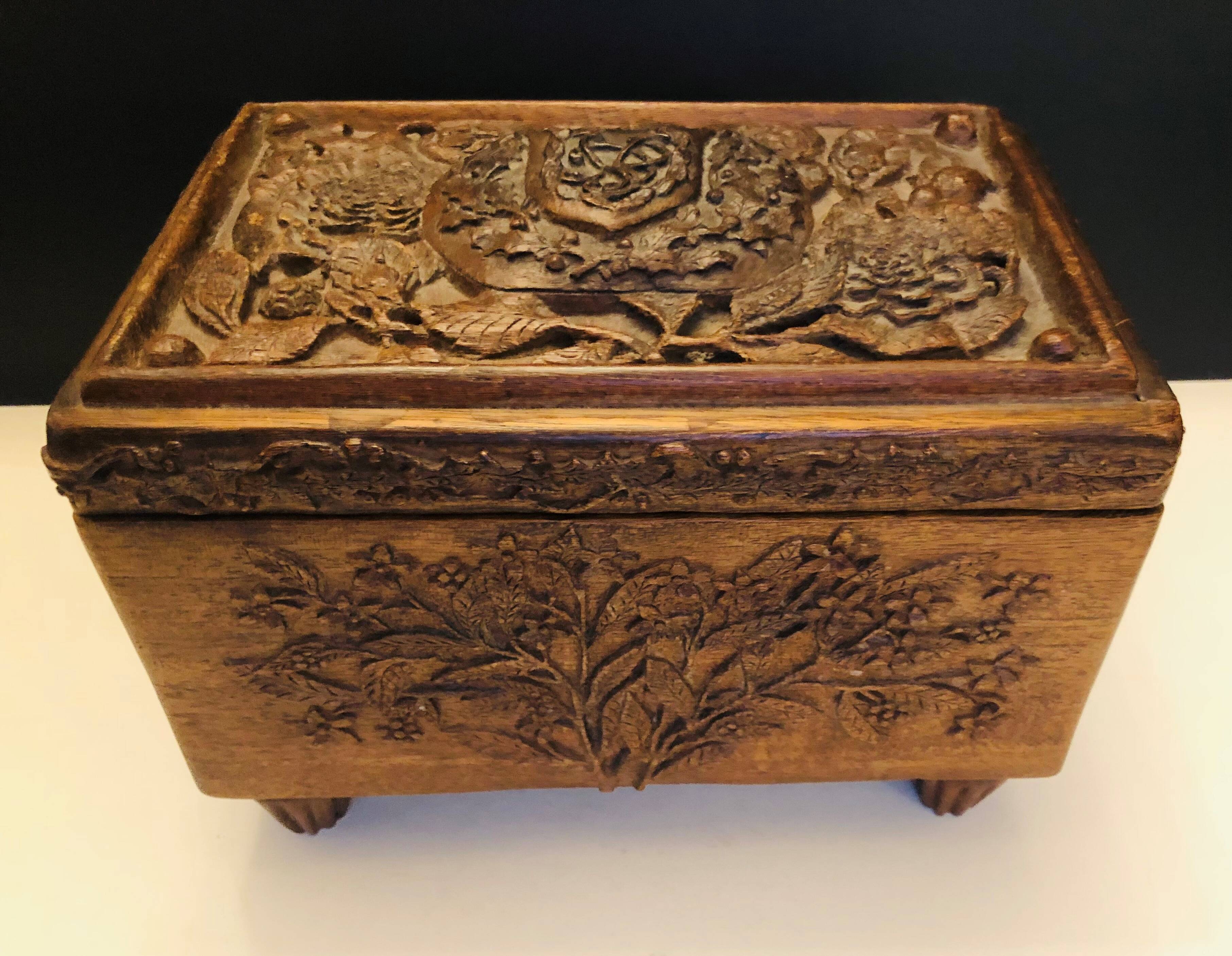 Carved wooden box