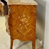 Inlaid chest of drawers Louis XV marble top