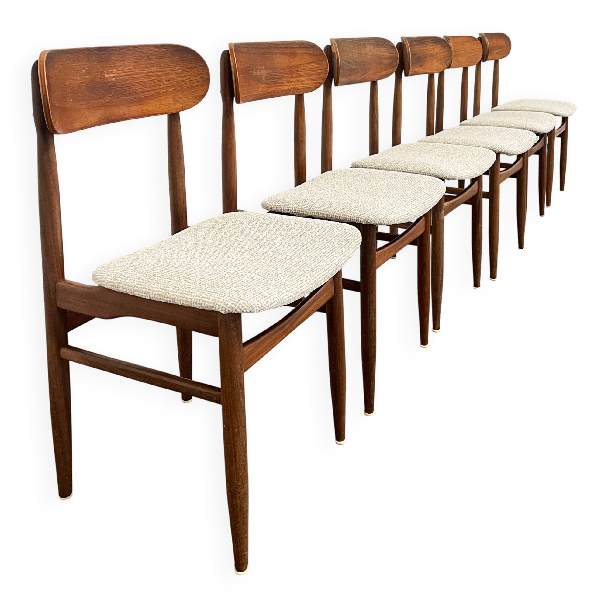 Set of 6 Scandinavian design chairs, ecru seats - price per piece