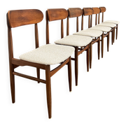 Set of 6 Scandinavian design chairs, ecru seats - price per piece
