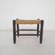 Vintage rattan and wooden stool, France, 1960's
