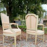 Jean Paul-françois Paire De Fauteuils En Bois Laqué D’époque Louis XVI XVIII Eme Siècle