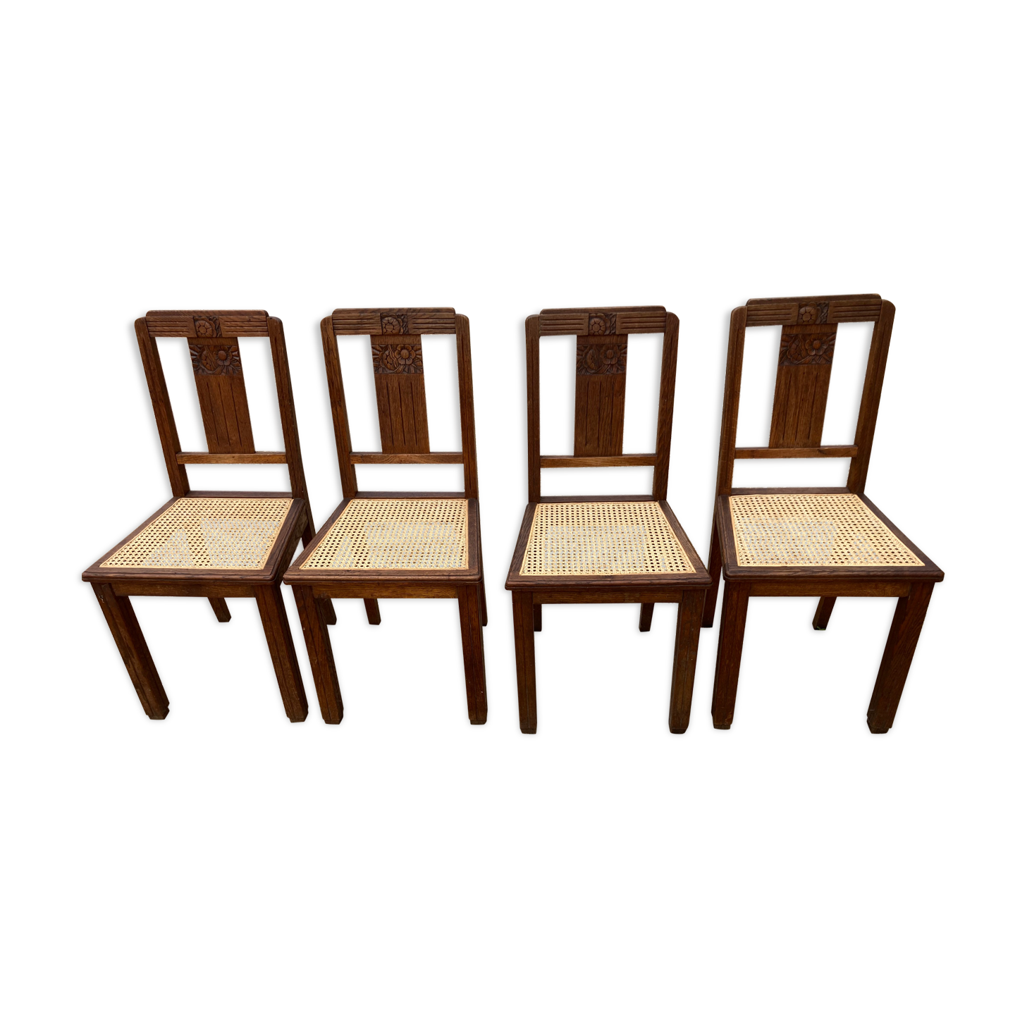 4 chaises cannées art déco