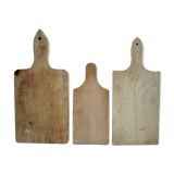 Three vintage solid wood cutting boards