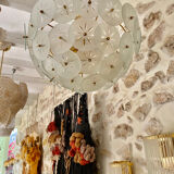 Veca ceiling lamp floral model gold structure, italy 1980s