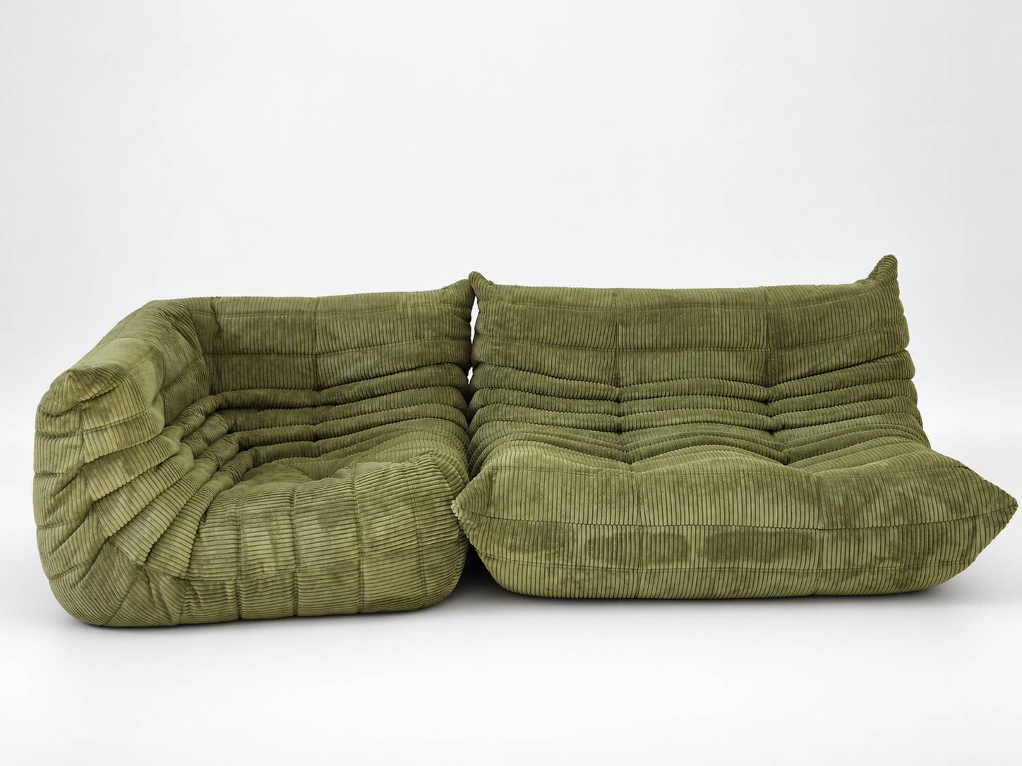 Michel Ducaroy for Ligne Roset Olive Togo 2-seat Sofa and corner seat, Set of 2