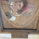 Pyroengraved and painted tray Breton couple