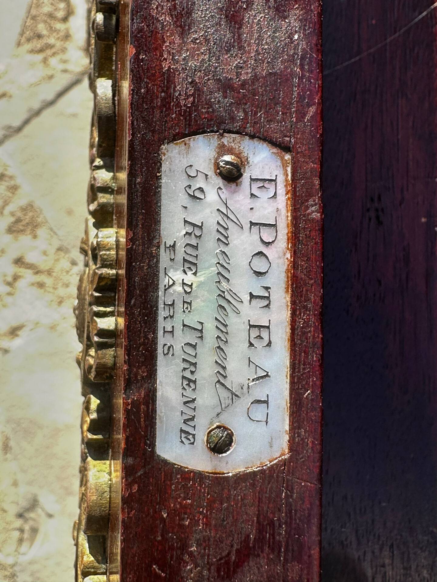 Writing desk or bonheur du jour in mahogany by E. Poteau.