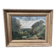 19th century painting, signed Vor Janin 1883 – Lively landscape by the water
