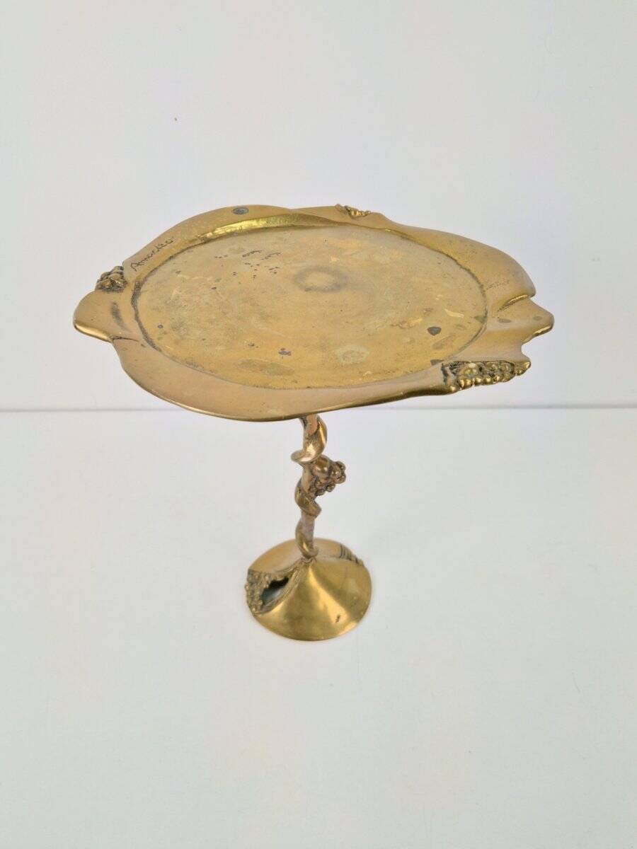 Brutalist Brass Amadeo Petit-Four Dish by Kurt Jesch for Fratelli Tonini, 1970s