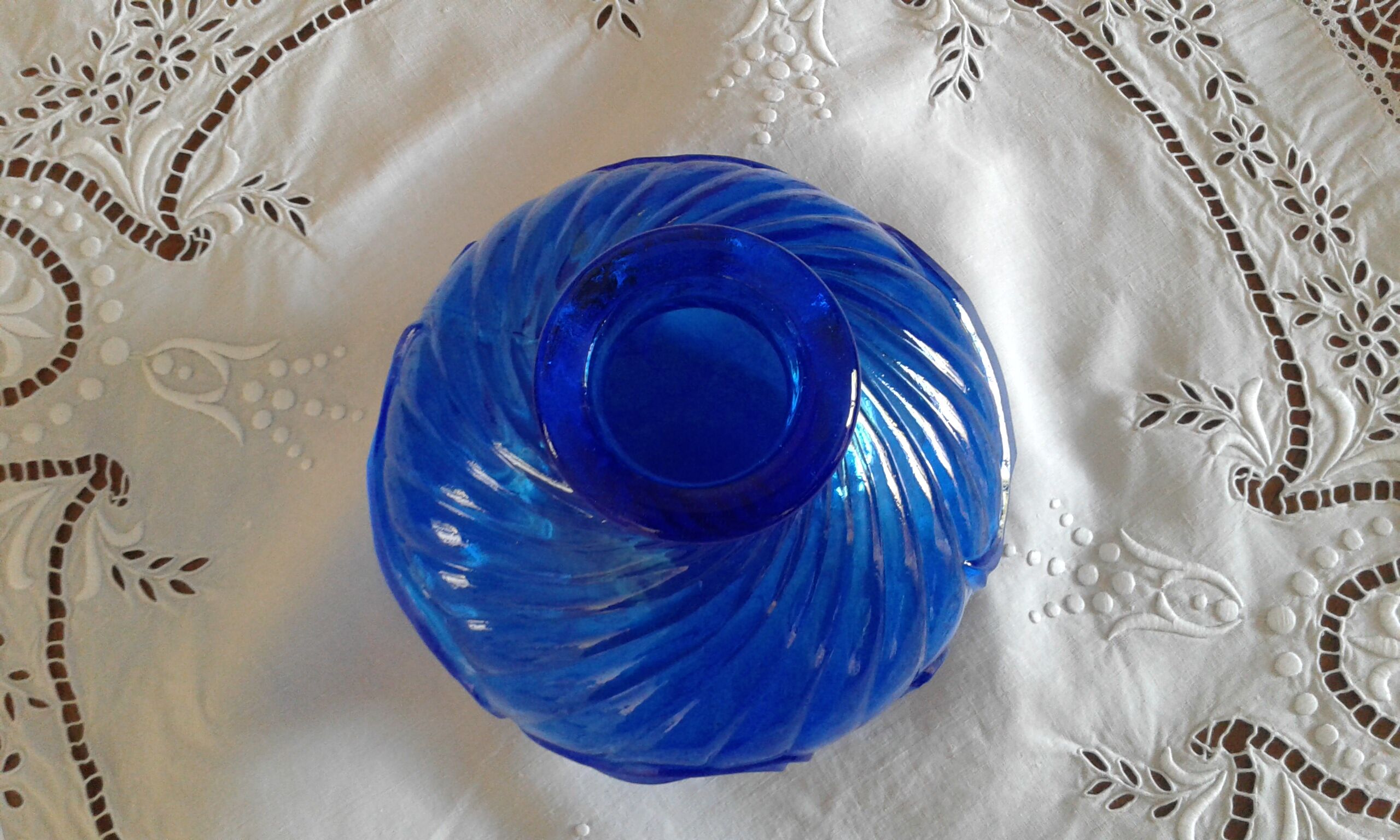 Blue glass vase. Art Deco