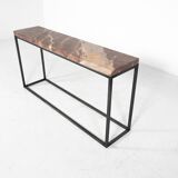 Mid-Century Modern Marble and Iron Console