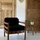 Scandinavian lounge chair COJA in wood and leather, 1960s