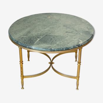 Low round green years 60 neoclassical style marble table