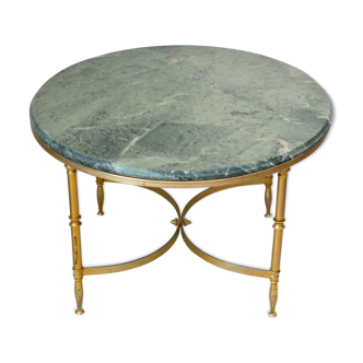 Table basse ronde marbre vert années 60 style néoclassique