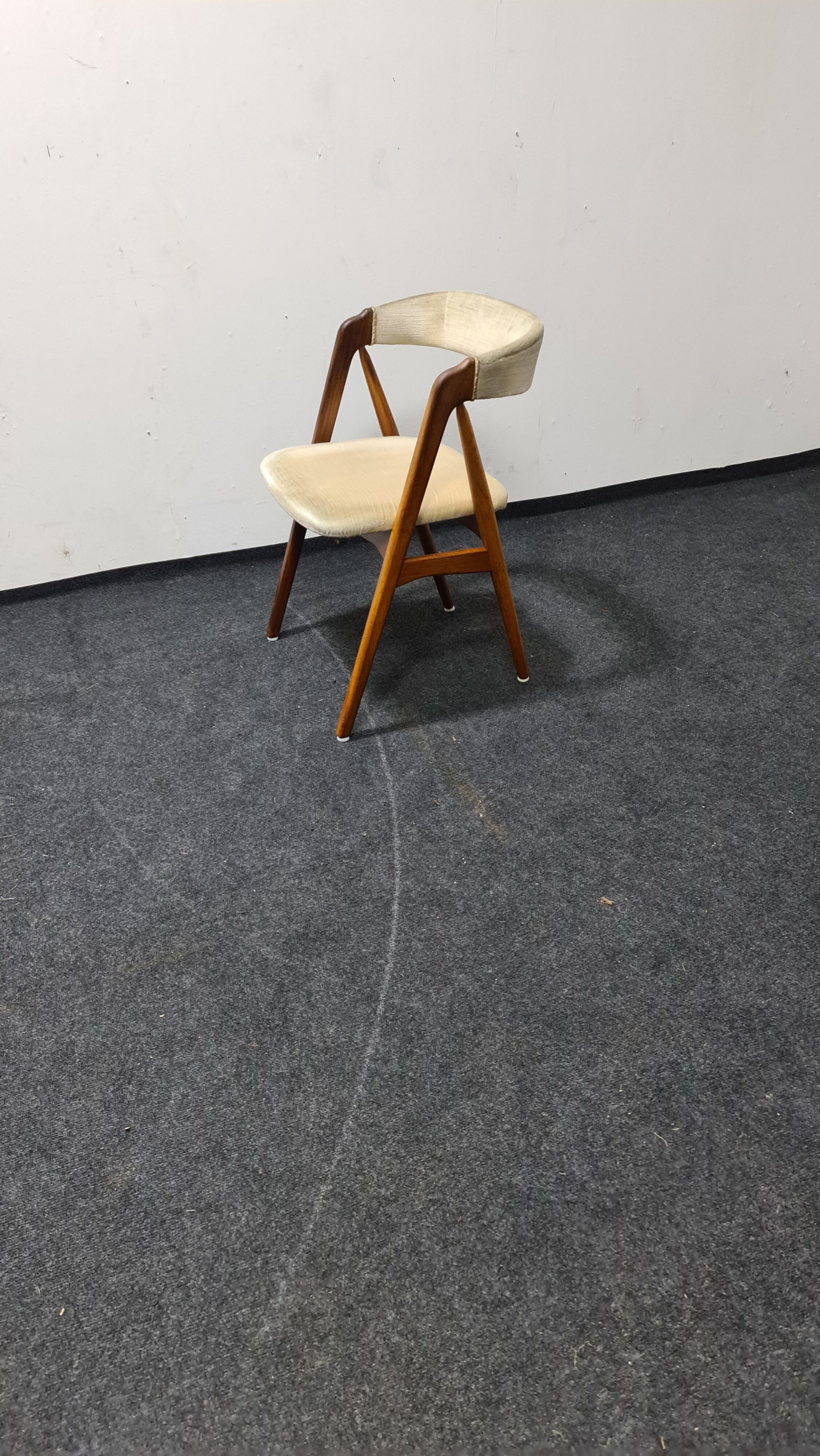 Vintage velvet teak arm chair