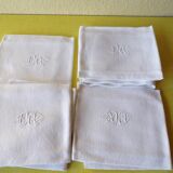 Lot de 6 serviettes anciennes monogramme "fw" blanches