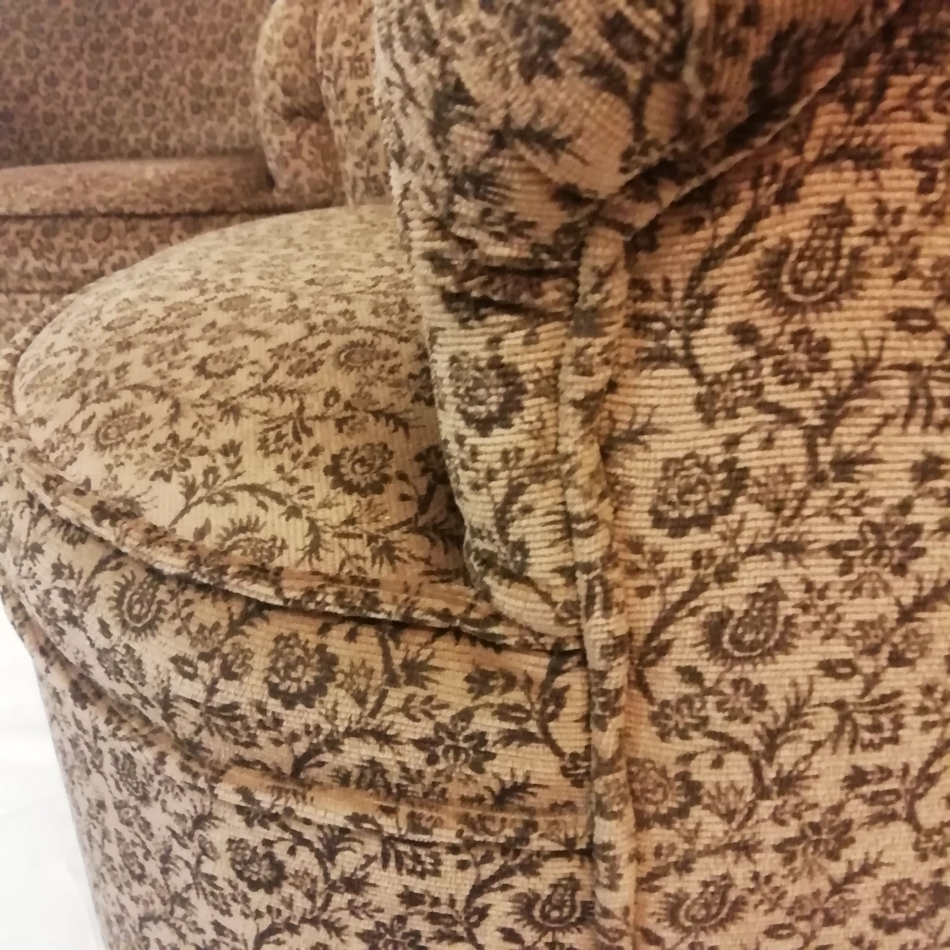 Armchairs with floral print of corduroy fabric. 1980s.