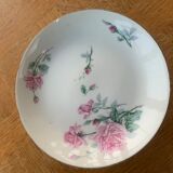 Porcelain compotier motifs of roses art deco signed HB France