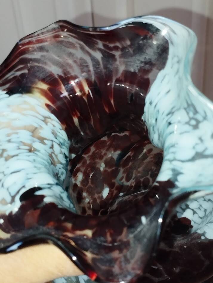 Artistic blown glass vase, speckled decoration, 1960s–70s