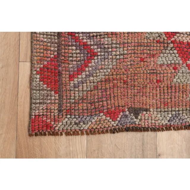 1970s Turkish Oushak Handmade Wool Cotton Orange Runner Rug 78x355