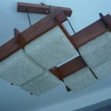Vintage teak and perspex ceiling light (XL)