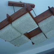 Plafonnier vintage en teck et perspex xl