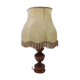 Lampe pied bois et abat-jour à franges
